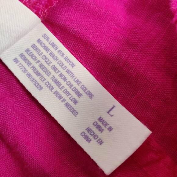 Stars Above Women's Pink Palazzo Pants Size Large Linen Barbiecore Beach Summer - Picture 5 of 10